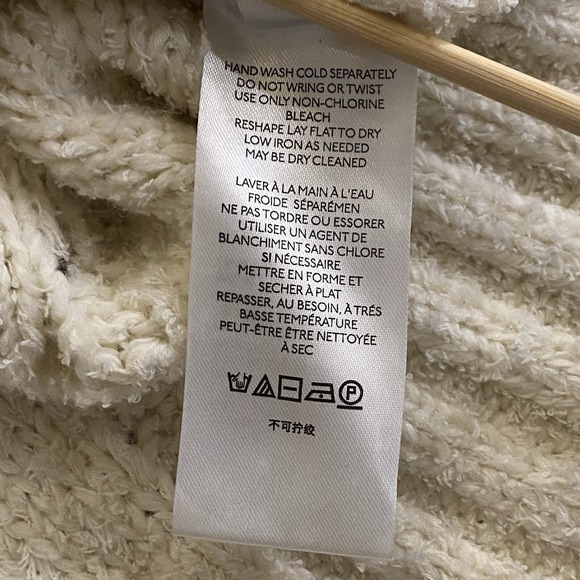 Pilcro Anthropologie Sweater Womens XS Ivory Cable Knit Boho Merino Wool Blend - Picture 10 of 10